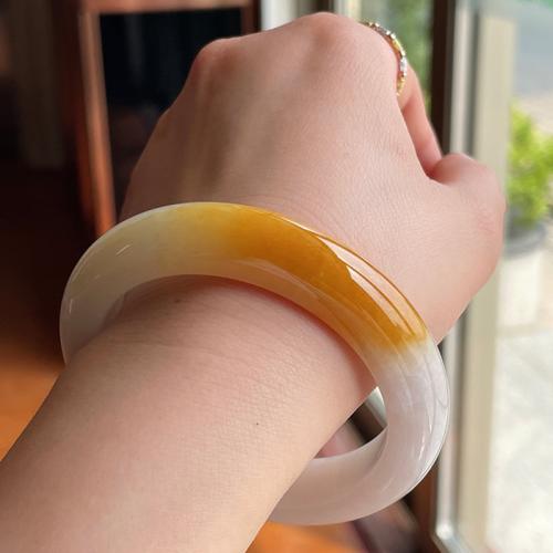 Jadeite Bangle, different size for choice & for woman, yellow, Sold By PC