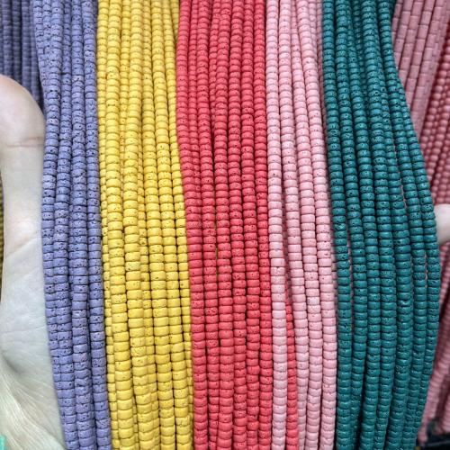 Natural Lava Beads, Flat Round, DIY, more colors for choice, 2x4mm, Approx 140PCs/Strand, Sold By Strand