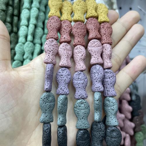 Natural Lava Beads, Fish, DIY, more colors for choice, 10x20mm, Approx 19PCs/Strand, Sold By Strand