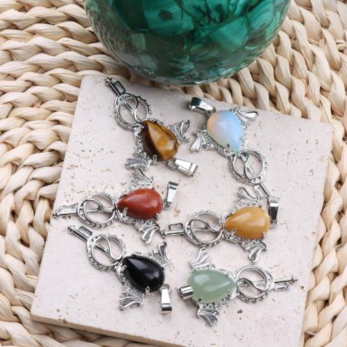 Gemstone Pendants Jewelry, Natural Stone, with Tibetan Style, DIY & different materials for choice, more colors for choice, 30x45mm, Sold By PC