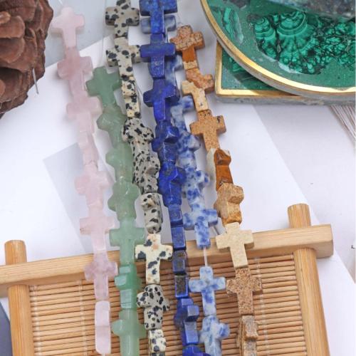 Gemstone Jewelry Beads, Natural Stone, Cross, DIY & different materials for choice, more colors for choice, 12x16mm, Sold Per Approx 36 cm Strand