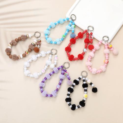 Mobile Phone Lanyard, Acrylic, with Plush, fashion jewelry, more colors for choice, Sold By PC