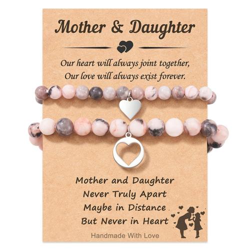 Zebra Jasper Bracelet Set, with Polyester Cord & 304 Stainless Steel, handmade, mother and child series & different styles for choice, Length:Approx 5-11 Inch, Sold By Set