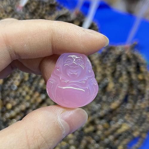 Agate Jewelry Pendants, Pink Agate, Buddha, DIY, pink, 25mm, Sold By PC