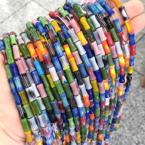 Lampwork Beads, Bamboo, DIY, mixed colors, 6x12mm, Sold Per Approx 38 cm Strand