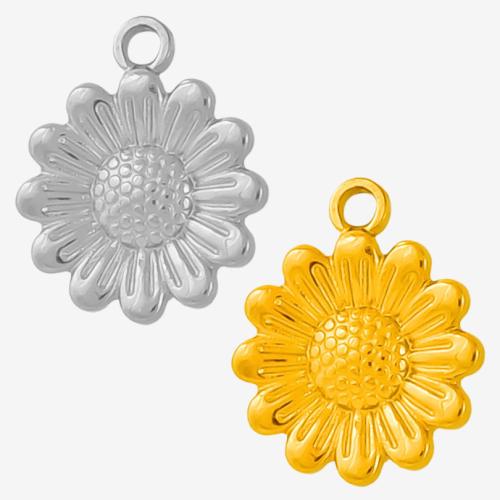 Stainless Steel Flower Pendant, 304 Stainless Steel, Sunflower, plated, DIY, more colors for choice, Sold By PC