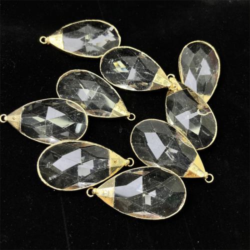 Clear Quartz Pendant, Teardrop, gold color plated, DIY, white, 29x55mm, Sold By PC