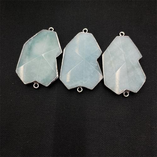 Connecteur de pierre gemme, Amazonite, Irrégulière, DIY & boucle de 1/1, 37x60mm, Vendu par brin