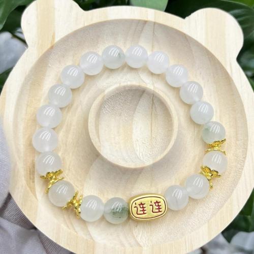 Gemstone Bracelets, Tianshan Blue Granite, with Tibetan Style, gold color plated, for woman & enamel, 8mm, Length:17 cm, Sold By PC