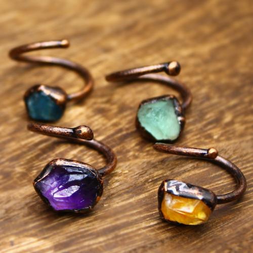 Natural Gemstone Finger Ring, Natural Stone, with Tibetan Style, plated, different materials for choice & for woman, more colors for choice, inner diameter:17~20mm, Sold By PC