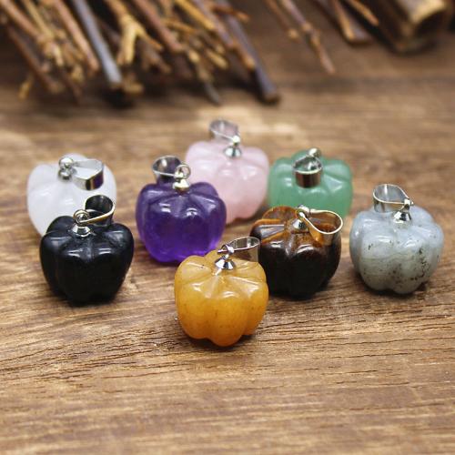 Gemstone Pendants Jewelry, Natural Stone, Pumpkin, plated, DIY & different materials for choice, more colors for choice, 12x13mm, Sold By PC