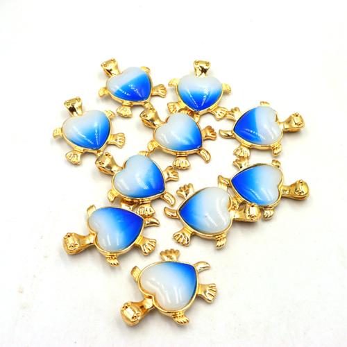 Colgantes de Gemas, aleación de zinc, con Piedras preciosas, Corazón, chapado en color dorado, Bricolaje, azul, libre de níquel, plomo & cadmio, 30x38mm, Vendido por UD