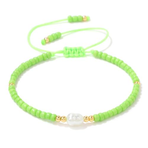 Seedbead Bracelet, with Knot Cord & Plastic Pearl, with 7cm extender chain, handmade, fashion jewelry & for woman, more colors for choice, Length:16 cm, Sold By PC