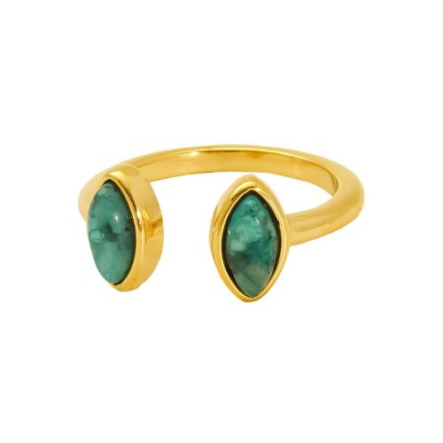 Natural Gemstone Finger Ring, 304 Stainless Steel, with Natural Stone, 18K gold plated, fashion jewelry & different styles for choice & for woman, Sold By PC