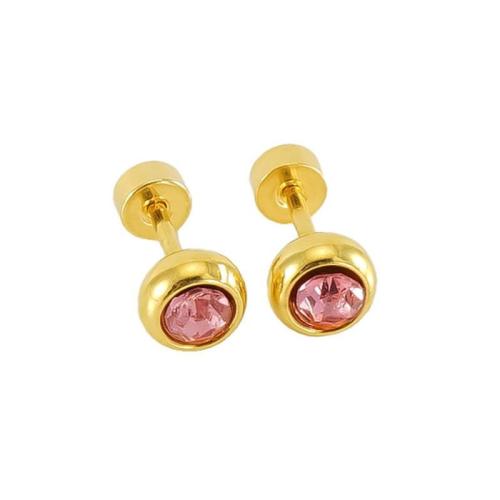 Stainless Steel Stud Earrings, 304 Stainless Steel, 18K gold plated, fashion jewelry & for woman & with rhinestone, more colors for choice, Sold By Pair