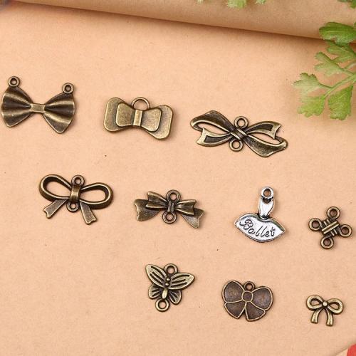 Tibetan Style Bowknot pendentifs, alliage de zinc, Placage, DIY, plus de couleurs à choisir, 100PC/sac, Vendu par sac