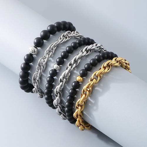 Stainless Steel Jewelry Bracelet, 304 Stainless Steel, with Gemstone, plated, for woman, more colors for choice, Sold By PC