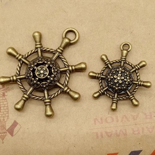 Tibetan Style Ship Wheel & Anchor Pendentif, alliage de zinc, Placage, DIY, plus de couleurs à choisir, 100PC/sac, Vendu par sac