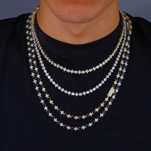 Brass Necklace, plated, different size for choice & micro pave cubic zirconia & for man, more colors for choice, Sold By PC