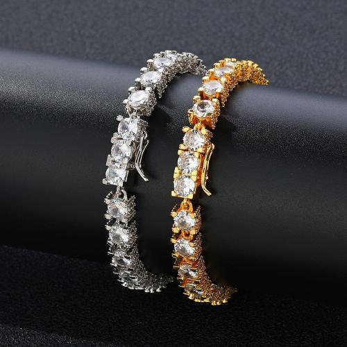 Brass Bracelet, plated, different size for choice & micro pave cubic zirconia & for man, more colors for choice, Sold By PC