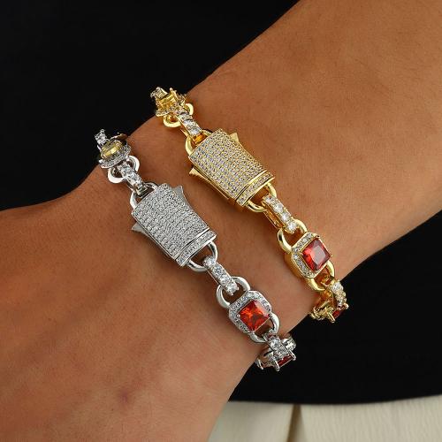 Brass Bracelet, plated, different size for choice & micro pave cubic zirconia & for man, more colors for choice, Sold By PC