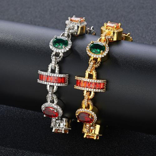 Brass Bracelet, plated, different size for choice & micro pave cubic zirconia & for man, more colors for choice, Sold By PC