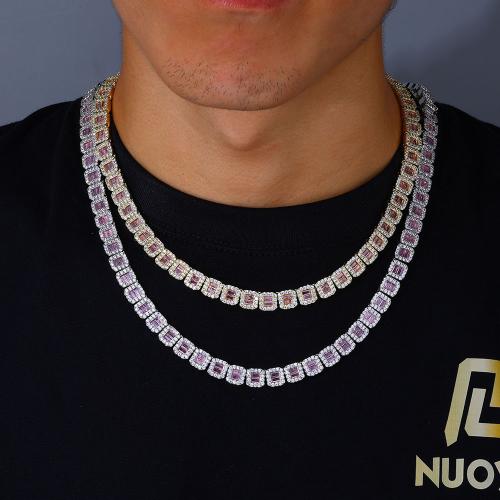 metal collar, Cuadrado, chapado, diverso tamaño para la opción & micro arcilla de zirconia cúbica & para hombre, más colores para la opción, Vendido por UD