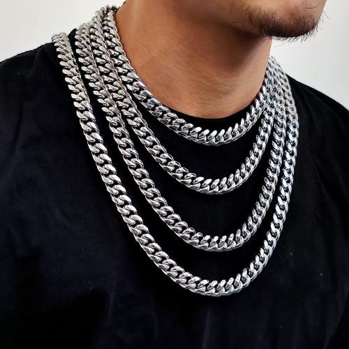 304 Stainless Steel Necklace, with Brass, plated, different size for choice & micro pave cubic zirconia & for man, more colors for choice, Sold By PC