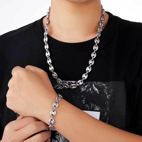 Acier inoxydable 304 Collier et bracelet, Placage, normes différentes pour le choix & pour homme, plus de couleurs à choisir, Vendu par PC