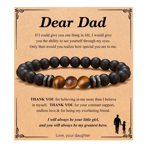 Abrazine Stone Bracelet, with Black Magnetic Stone & Tiger Eye, Round, handmade, different styles for choice & for man, Length:Approx 7-9 Inch, Sold By PC