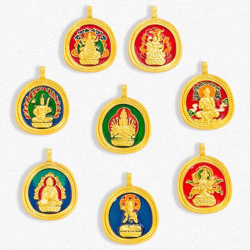 Tibetan Style émail Pendants, alliage de zinc, Placage de couleur d'or, DIY & modèles différents pour le choix, plus de couleurs à choisir, protéger l'environnement, sans nickel, plomb et cadmium, 23x29.50mm, Environ 100PC/sac, Vendu par sac