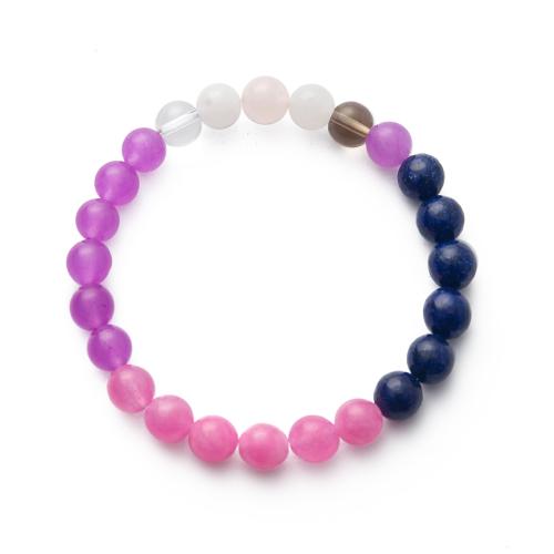 Gemme synthétique bracelet, Rond, bijoux de mode & unisexe, couleurs mélangées, 8mm, Longueur:Environ 18.5 cm, Vendu par PC