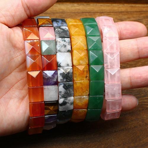 Gemstone Bracelets, Natural Stone, Square, different materials for choice & for woman, more colors for choice, nickel, lead & cadmium free, 10x10mm, Length:18 cm, Sold By PC