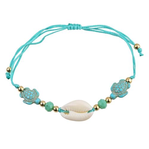 Shell Bracelet Set, with Knot Cord & turquoise, handmade, 12 pieces & fashion jewelry & Unisex, mixed colors, Sold By Set