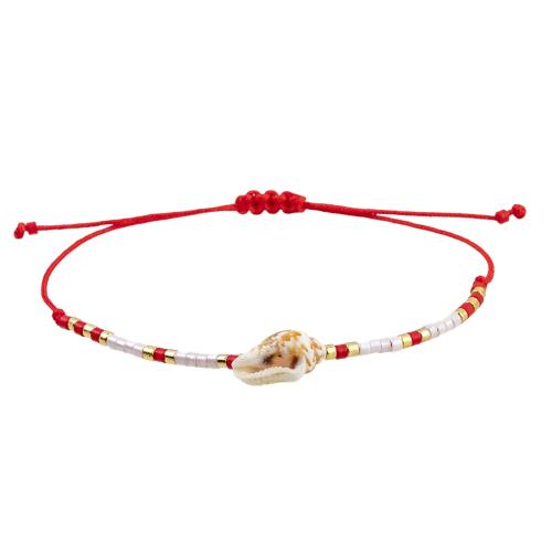 Seedbead Set de bracelet, avec Cordon de noeud & coquille de trompette, fait à la main, 12 pièces & bijoux de mode & pour femme, couleurs mélangées, Longueur:Environ 28 cm, Vendu par fixé