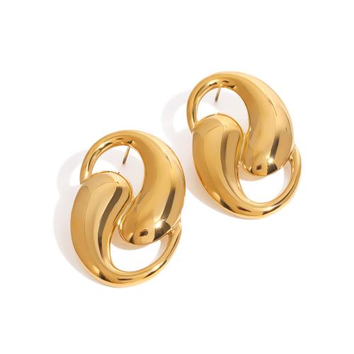 Stainless Steel Stud Earrings, 304 Stainless Steel, plated, fashion jewelry & for woman & hollow, gold, Sold By Pair