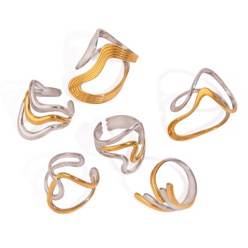 Bague en acier inoxydable, Acier inoxydable 304, Placage, styles différents pour le choix & pour femme & deux tons & creux, Vendu par PC