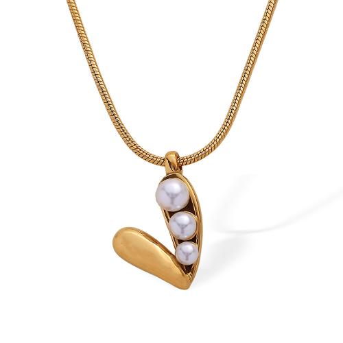 Collier de bijoux en acier inoxydable, Acier inoxydable 304, avec Des billes de verre, Plaqué or 18K, bijoux de mode & pour femme, Vendu par PC