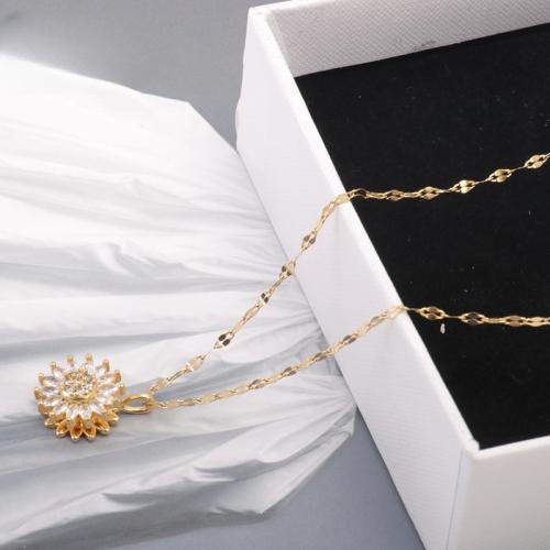 Stainless Steel Jewelry Necklace, 304 Stainless Steel, Vacuum Ion Plating, for woman & with rhinestone, Length:21-50 cm, Sold By PC