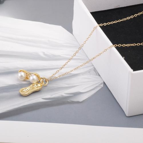 Stainless Steel Jewelry Necklace, 304 Stainless Steel, with Plastic Pearl, Vacuum Ion Plating, for woman, Length:21-50 cm, Sold By PC