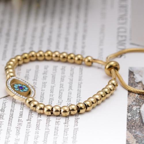 Stainless Steel Jewelry Bracelet, 304 Stainless Steel, Vacuum Ion Plating, for woman & with rhinestone, Sold By PC