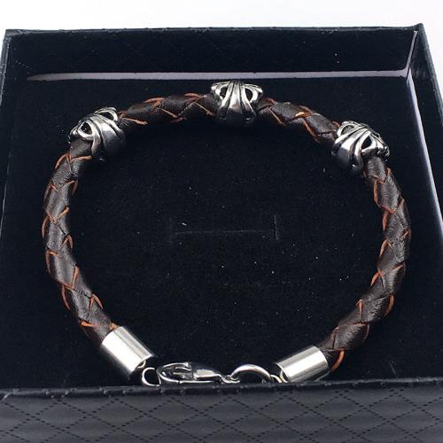 PU Leather Cord Bracelets, with 304 Stainless Steel, Vacuum Ion Plating, for woman, Sold By PC