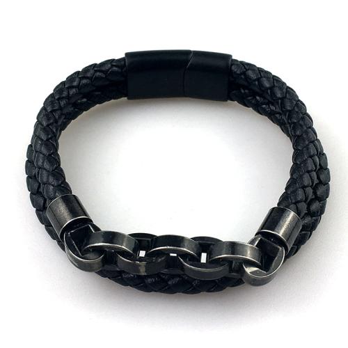 PU Leather Cord Bracelets, with 316L Stainless Steel, Vacuum Ion Plating, for woman, Sold By PC