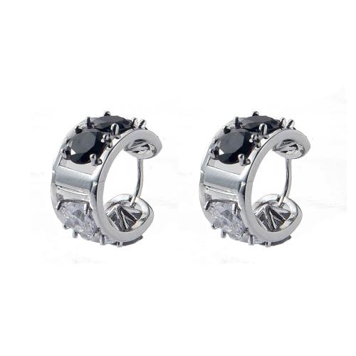 Boucles d'oreilles en laiton zircon cubique pavent, avec zircon cubique, moulage sous pression, pour femme, plus de couleurs à choisir, protéger l'environnement, sans nickel, plomb et cadmium, 17x8x15mm, 10pairescouple/sac, Vendu par sac