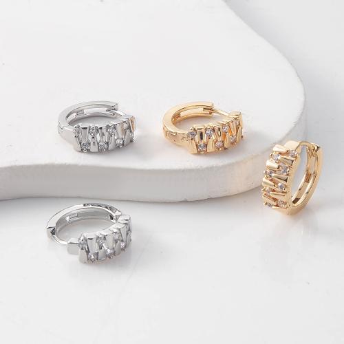 Brass Huggie Hoop Earring, die-casting, micro pave cubic zirconia & for woman, more colors for choice, nickel, lead & cadmium free, 14.30x5x13mm, 10Pairs/Bag, Sold By Bag