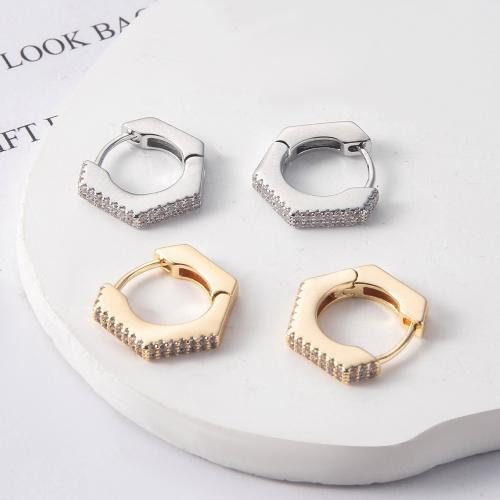 Brass Huggie Hoop Earring, die-casting, micro pave cubic zirconia & for woman, more colors for choice, nickel, lead & cadmium free, 16x2.60x14mm, 10Pairs/Bag, Sold By Bag