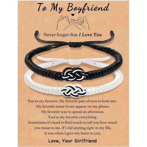 Polyester Cord Bracelet Set, Infinity, handmade, braided & for couple, more colors for choice, Length:Approx 6-11 Inch, Sold By Set