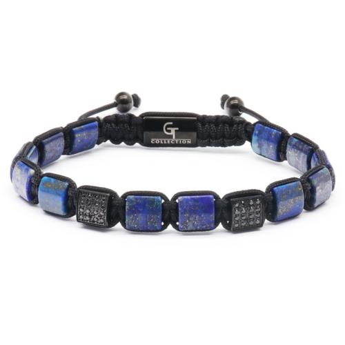 Gemstone Bracelet, with Polyester Cord & 304 Stainless Steel, Square, handmade, different materials for choice & for man & with rhinestone, Length:Approx 7-11 Inch, Sold By PC