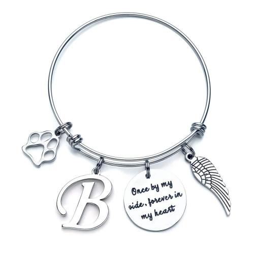 304 Stainless Steel Bangle, Alphabet Letter, polished, Unisex & different styles for choice & with letter pattern, Inner Diameter:Approx 60mm, Sold By PC