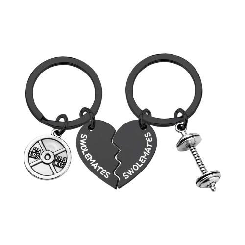 Bag Purse Charms Keyrings Keychains, 304 Stainless Steel, Heart, plated, with letter pattern & for man, more colors for choice, Sold By Pair